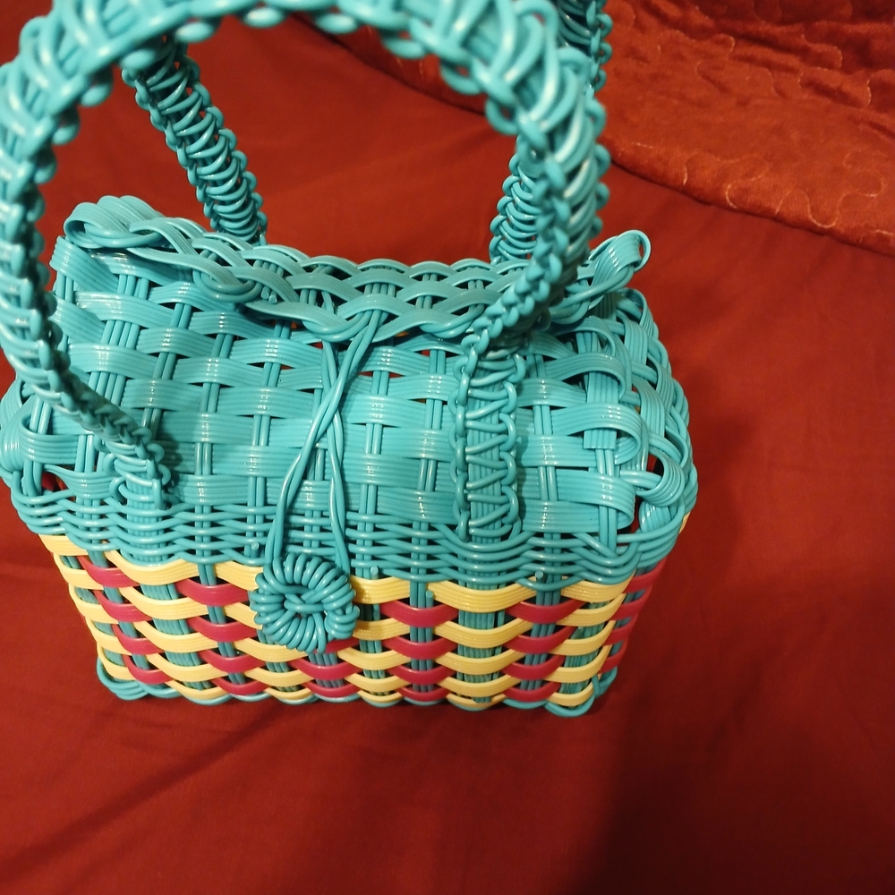 MEXICANA Teal and Multicolor Woven Tote